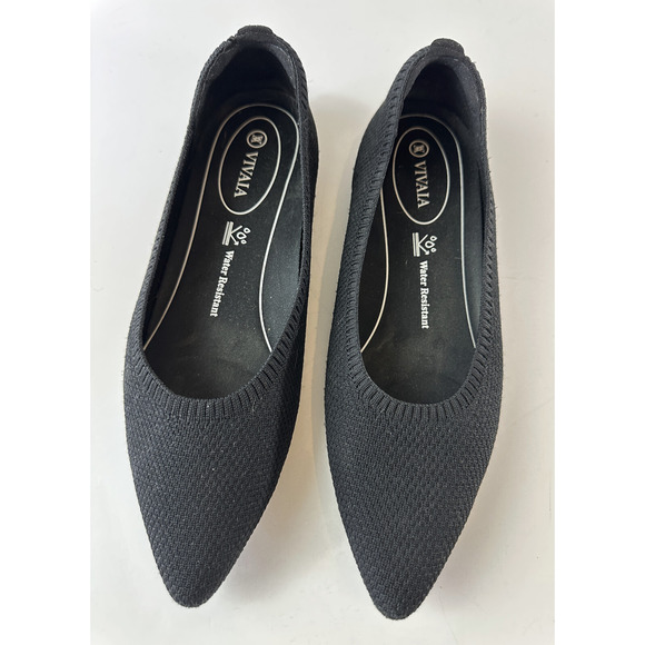 VIVAIA Aria Knit Pointed Toe Water Repellent Ballet Flats Black Size EU 40 US 9 - Picture 11 of 14